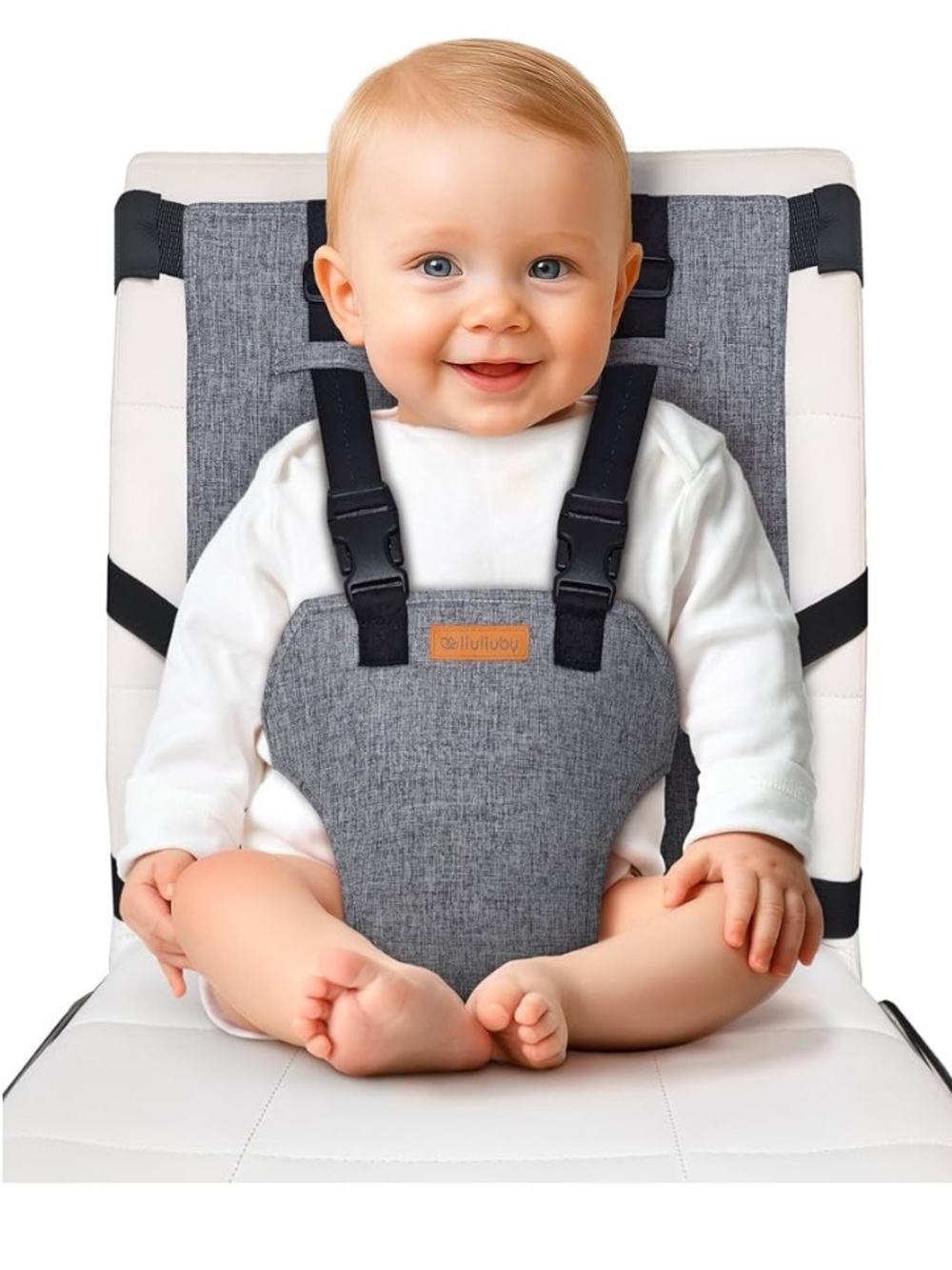 liuliuby Compact Travel Portable High Chair seat harness gray